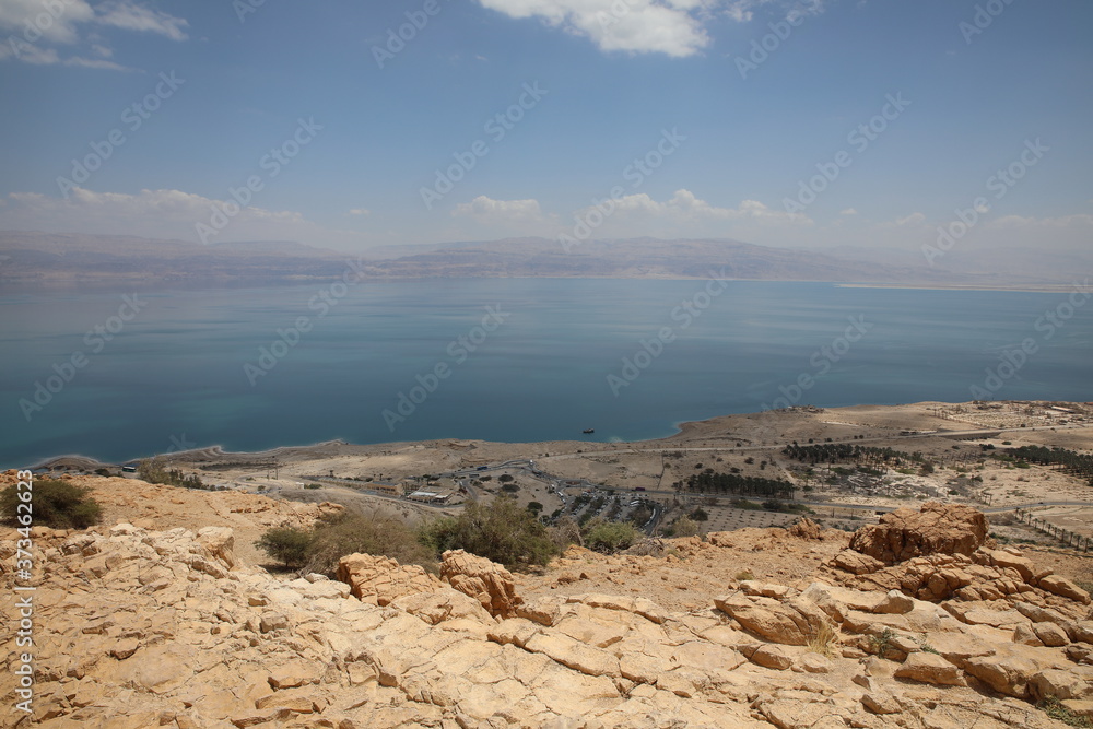 The mountains of the Judean desert overlooking the Dead Sea.