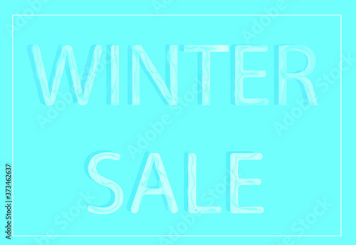 vector illustration banner, sticker winter discount volumetric letters