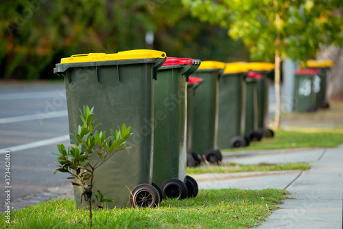 Fotografiet Recycling bin stands outdoor. Australia, Melbourne.