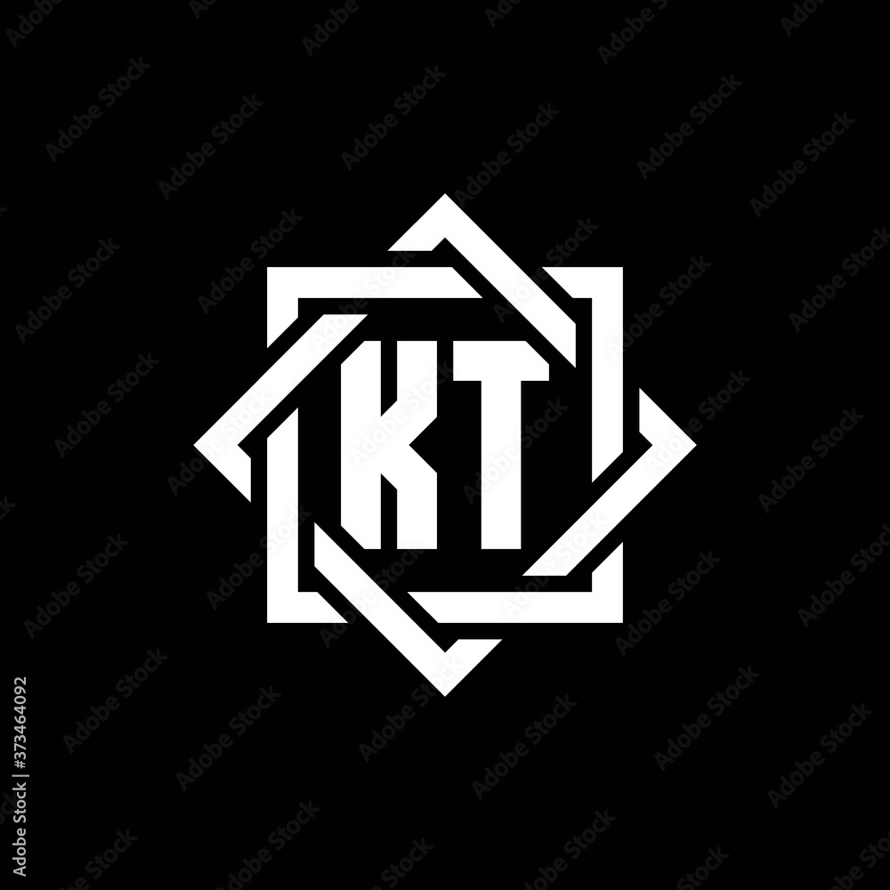 KT monogram logo with abstract square around Stock Vector | Adobe Stock