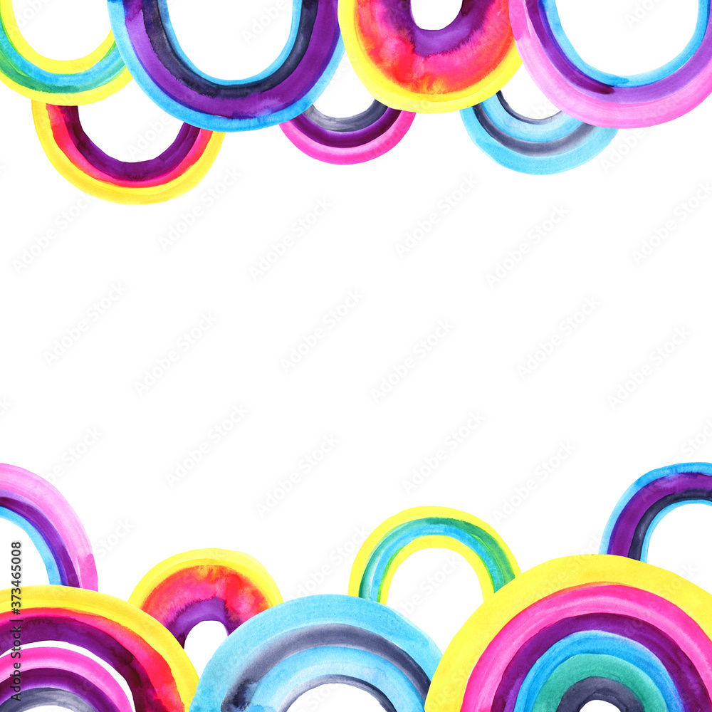 Background with hand drawn rainbow watercolor elements isolated on white background Background with hand drawn rainbow watercolor elements isolated on white background