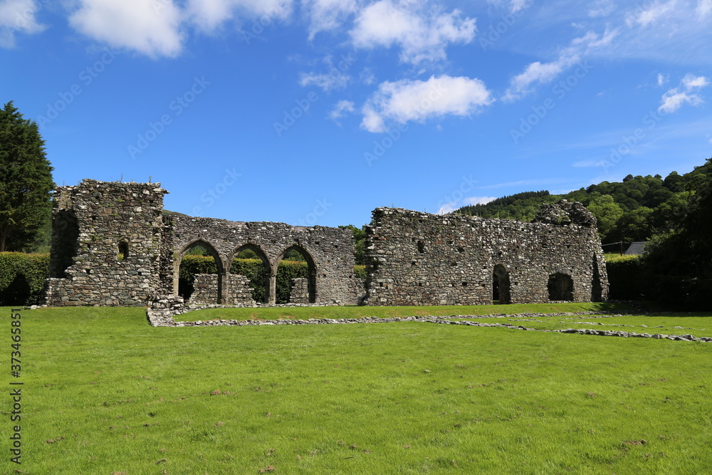 The ruins of Cymer Abbey in Gwynedd, Wales, UK.