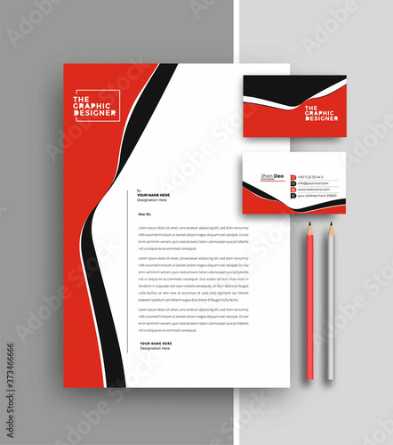 Business letterhead with business card templates design, Vector illustration.