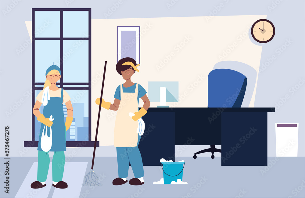 Obraz premium women in cleaning service company
