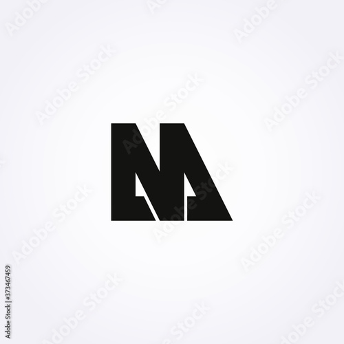Black color of M letter logo. Initial logo concept vector.