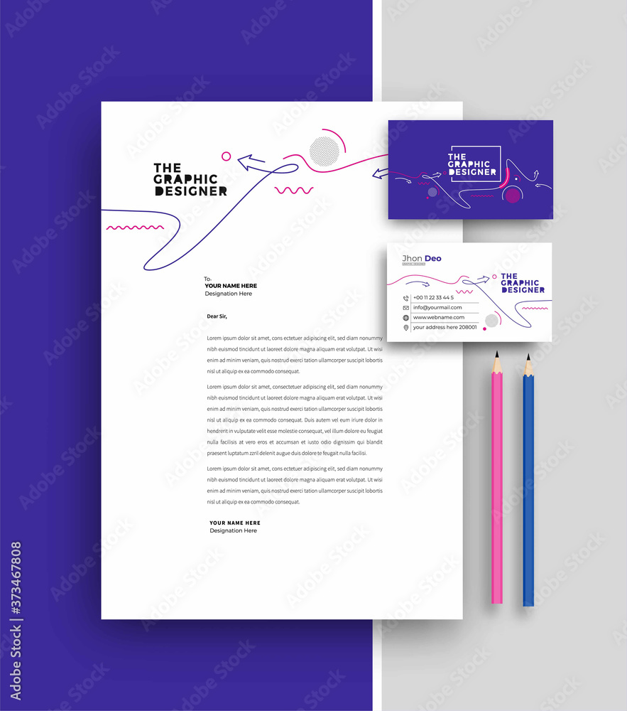 Business letterhead with business card templates design, Vector illustration. - obrazy, fototapety, plakaty 