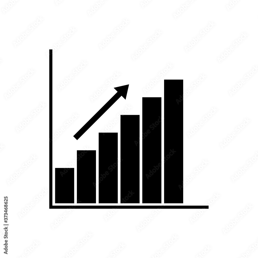 Graph chart icon. Growing black graph outline vector illustration isolated on white. Simple pictogram symbol. Graph chart icon. Growing black graph outline vector illustration isolated on white. Simple pictogram symbol.