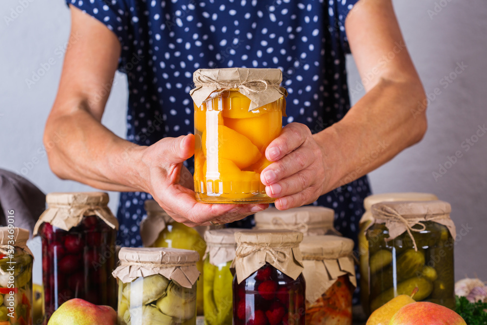 Homemade preserved, fermented food, pickled, marinated vegetables