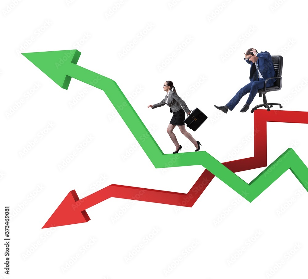 Businessman in crisis and recovery concept Businessman in crisis and recovery concept