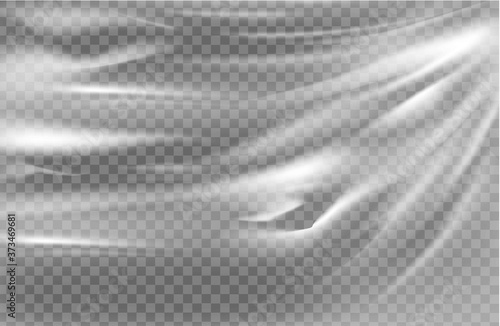 Close up vector on a plastic transparent cellophane bag on white background. The texture looks blank and shiny. Vector illustration