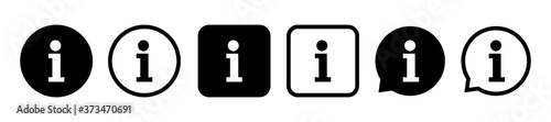 Information sign vector icon. Set Info sign. Black buttons isolated on white background. Vector illustration.