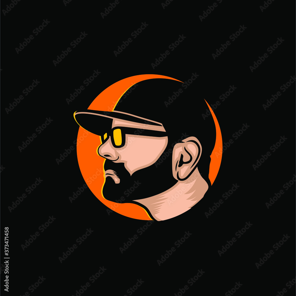 Cool Bearded Man With Hat Illustration Mascot