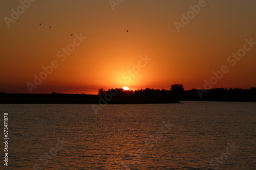 sunset on the river
