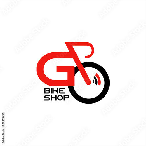 Vector trendy vintage flat bike logo. for bike shop or rental business. 