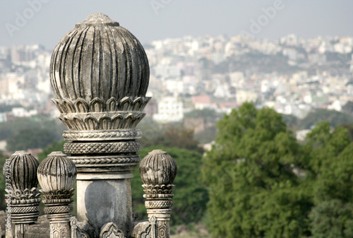 Photo View of a mosque in Golconda Fort,   fortified citadel and an  capital city of the Qutb Shahi dynasty during  1512–1687,  in Hyderabad, Telangana, India