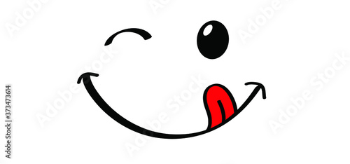Mmm Yummy smile with tongue lick mouth World smile day or month Food logo Smiling everyday Funny vector laugh cartoon sign Delicious, tasty eating emoji lip face Emotion smiley lips symbol licking