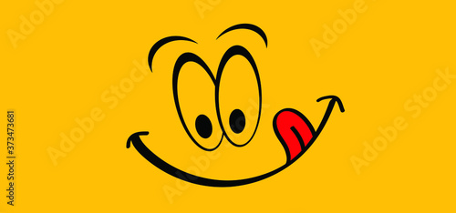 Mmm Yummy smile with tongue lick mouth World smile day or month Food logo Smiling everyday Funny vector laugh cartoon sign Delicious, tasty eating emoji lip face Emotion smiley lips symbol licking
