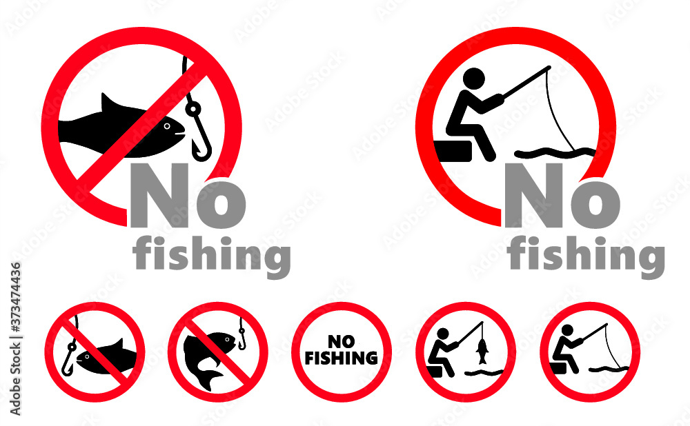Caution, do not fishing sign. Forbid, no fish Do not enter or entery Forbidden law zone for water, pole or sea pictoram signs Stop halt allowed area symbol. Vector no ban icon. Stop halt allowed area. Caution, do not fishing sign. Forbid, no fish Do not enter or entery Forbidden law zone for water, pole or sea pictoram signs Stop halt allowed area symbol. Vector no ban icon. Stop halt allowed area.