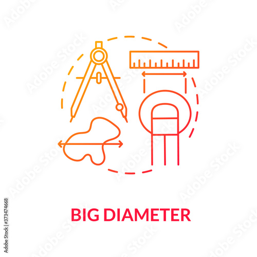 Big diameter concept icon. Warning symptomes. Melanoma diagnostics. Self examination of skin. Large moles in diameter idea thin line illustration. Vector isolated outline RGB color drawing