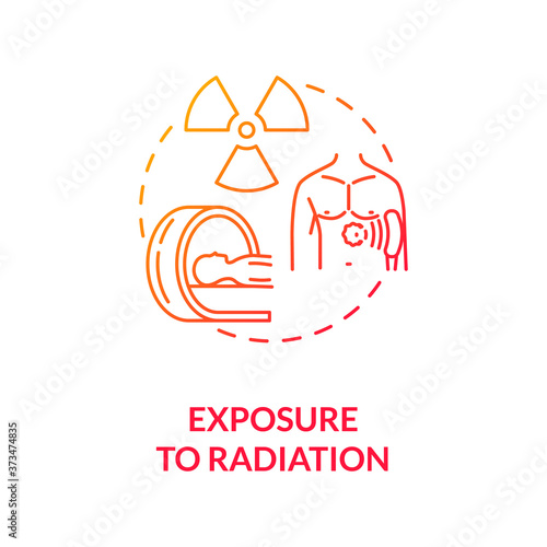 Exposure to radiation concept icon. Cancer risk factors. Ultraviolet. Skin cancer treatment and therapies. Ionizing radiation idea thin line illustration. Vector isolated outline RGB color drawing