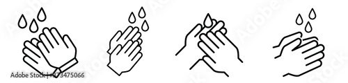 Hand washing, handwashing with soap, alcohol, detergent, anti bacteria and water. Wash your hands to keep clean icons. Flat vector icon. Hygiene sign symbols. Stop coronavirus  (Covid-19) Corona virus