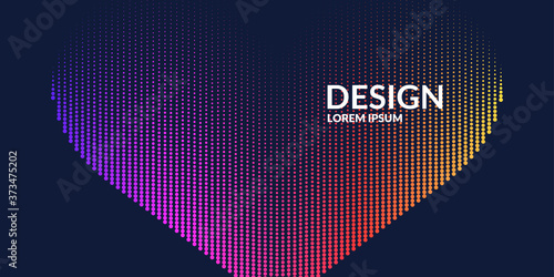 A heart drawn with lines on a dark background. Vector illustration of a symbol of love.