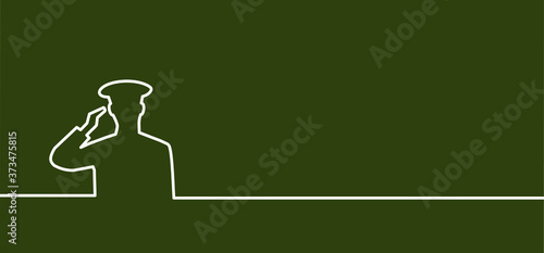 Military veteran soldier salute sign. Soldier saluting (Navy). Army salute, patriotic concept. Flat vector Salutes icon. Line pattern. Happy veteran's day (veterans), Memorial Day. Portrait, general.