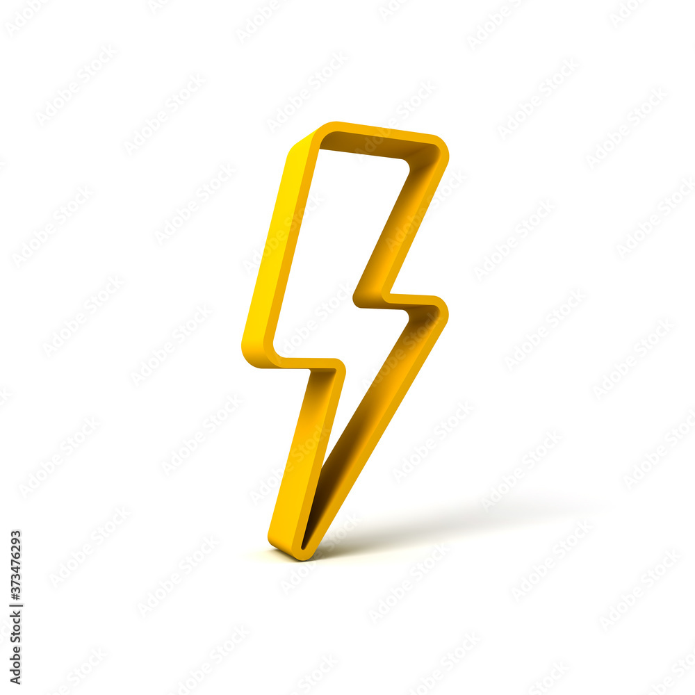3d yellow thunder or lightning isolated over white background with shadow 3D rendering 3d yellow thunder or lightning isolated over white background with shadow 3D rendering