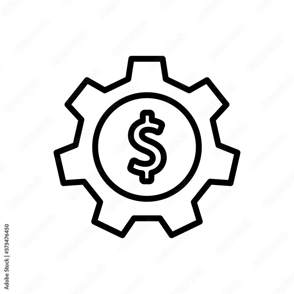 Money management, gear icon. Simple line, outline vector elements of economy icons for ui and ux, website or mobile application Money management, gear icon. Simple line, outline vector elements of economy icons for ui and ux, website or mobile application
