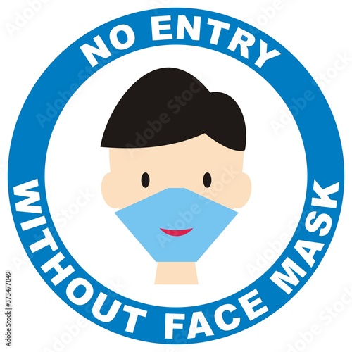  entry without face mask, vector banner, blue frame