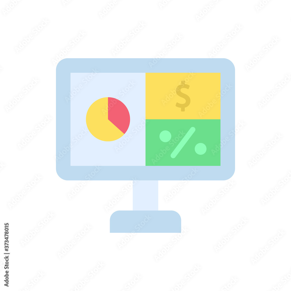 Obraz premium Desktop, chart, dollar icon. Simple color vector elements of economy icons for ui and ux, website or mobile application