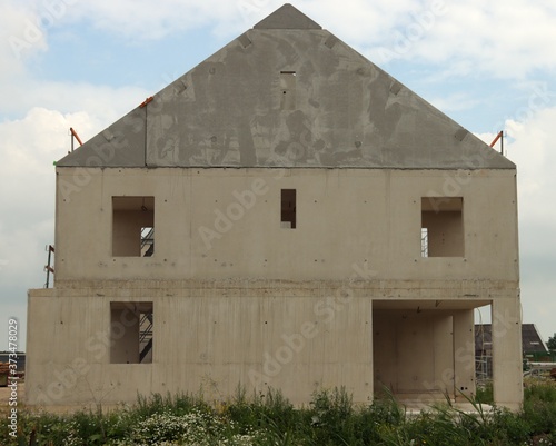 Framework of concrete of a new house to be built photo