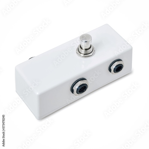 White generic guitar effects pedal isolated on white background, 3d illustration