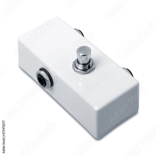 White generic guitar effects pedal isolated on white background, 3d illustration