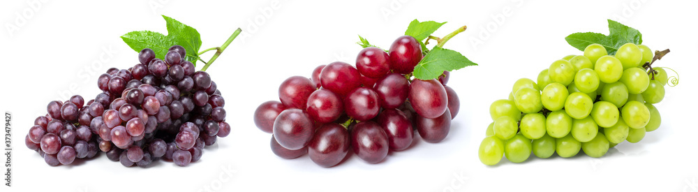 Ripe violet, red and green grape isolated on white background. Ripe violet, red and green grape isolated on white background.