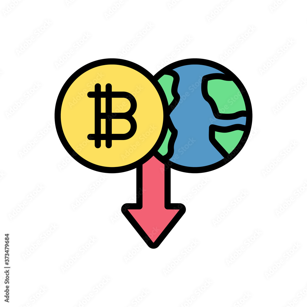 Bitcoin, Earth, arrow icon. Simple color with outline vector elements of economy icons for ui and ux, website or mobile application Bitcoin, Earth, arrow icon. Simple color with outline vector elements of economy icons for ui and ux, website or mobile application