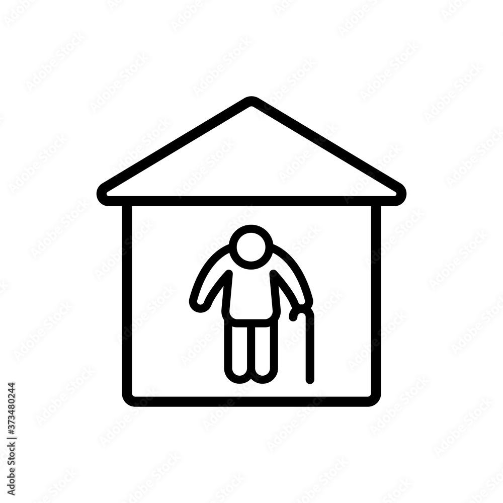 Retirement home old man sign icon. Simple line, outline vector elements of nursing home icons for ui and ux, website or mobile application Retirement home old man sign icon. Simple line, outline vector elements of nursing home icons for ui and ux, website or mobile application