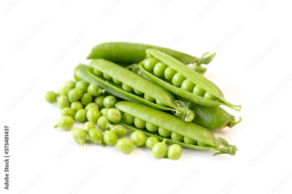 Fresh green juicy peas isolated on white Fresh green juicy peas isolated on white