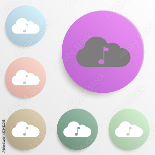 Cloud Music badge color set. Simple glyph, flat vector of web icons for ui and ux, website or mobile application