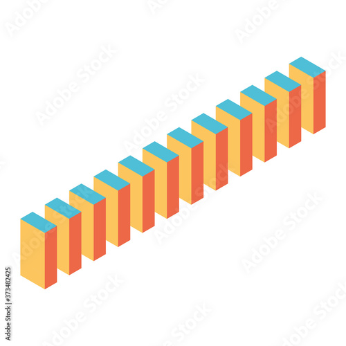 Domino tiles row. Retro colored. Isometric 3D vector object