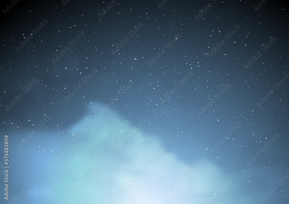 Abstract night blue starry cloudscape background. Graphic vector design clipart