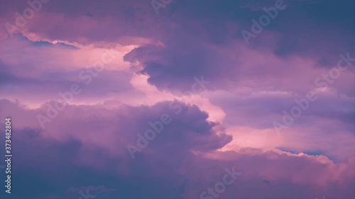 Purple sky Changing the formation of clouds 4k timelapse