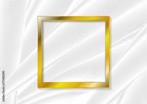Vintage realistic golden blank instant photo frame. Abstract smooth grey background with bronze orange framework. Vector polaroid style imitation