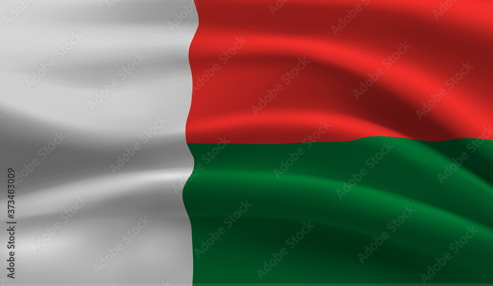 Waving flag of the Madagascar. Waving Madagascar flag