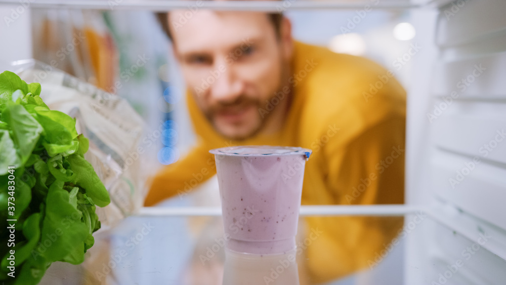 Inside Kitchen Fridge: Young Disappointed Man Looks inside the Fridge. Man  Found Nothing for His Snack Time. Point of View POV Shot from Refrigerator  full of Healthy Food Stock Photo by ©Gorodenkoff