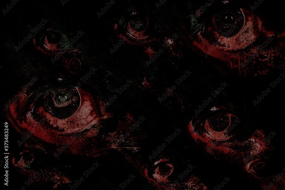 A background with alot of evil looking eyes.