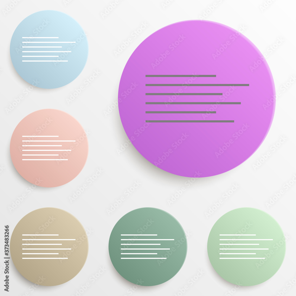 Left text alignment badge color set. Simple glyph, flat vector of web icons for ui and ux, website or mobile application Left text alignment badge color set. Simple glyph, flat vector of web icons for ui and ux, website or mobile application