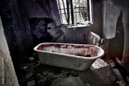 a room used for water therapy in an abandoned asylum
