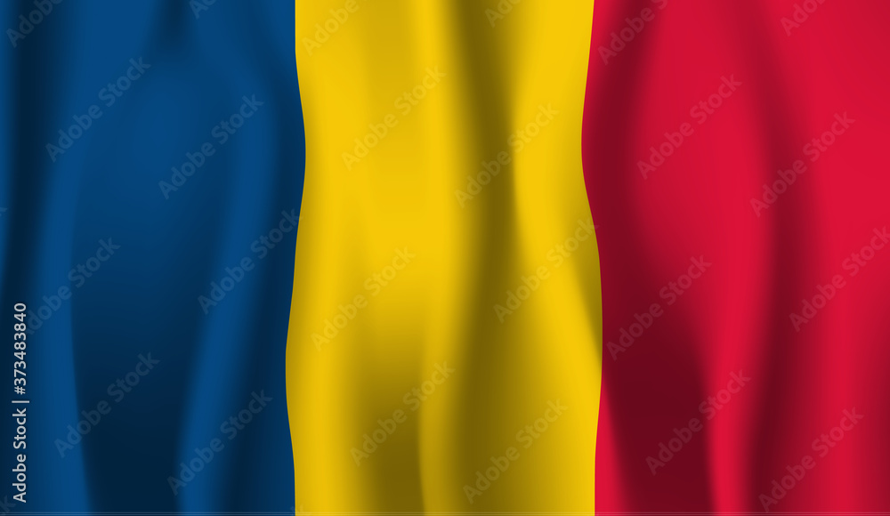 Waving flag of the Romania. Waving Romania flag Waving flag of the Romania. Waving Romania flag