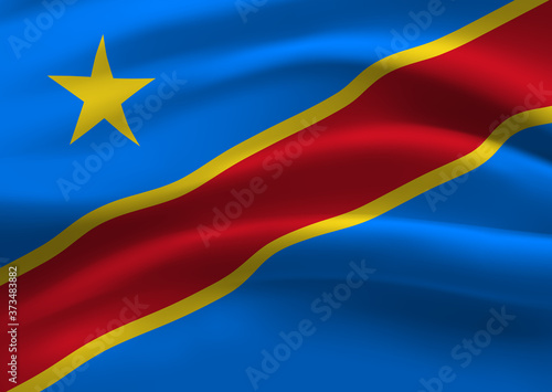 Waving flag of the Republic of the Congo. Waving Republic of the Congo flag